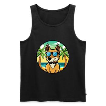 Bétail portugais Chien Race Dessin Animé Lunettes De Soleil Plage - Débardeur bio Premium Homme - noir - Devant - Michal (187cm)