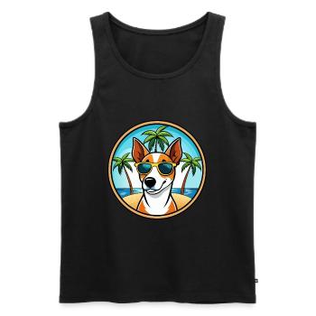 Glatte Foxterrier Hunderasse Cartoon Sonnenbrille - Männer Premium Bio Tank Top - Schwarz - Vorne - AI Model Male 178 light (178cm)