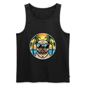 Pug Dog Breed Cartoon Sunglasses Beach - Men's Premium Organic Tank Top - black - Front - AI Model Male 178 light (178cm)
