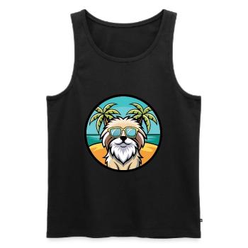 Chien de berger des Pyrénées Race Dessin animé Lunettes de soleil Plage - Débardeur bio Premium Homme - noir - Devant - Michal (187cm)