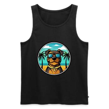 Rottweiler Chien Race Dessin Animé Lunettes De Soleil Plage - Débardeur bio Premium Homme - noir - Devant - AI Model Male 178 light (178cm)
