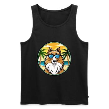 Rough Collie Chien Race Dessin Animé Lunettes De Soleil Plage - Débardeur bio Premium Homme - noir - Devant - Michal (187cm)