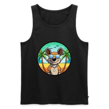 Ratonero Murciano Chien Race Dessin Animé Lunettes de soleil Plage - Débardeur bio Premium Homme - noir - Devant - Michal (187cm)