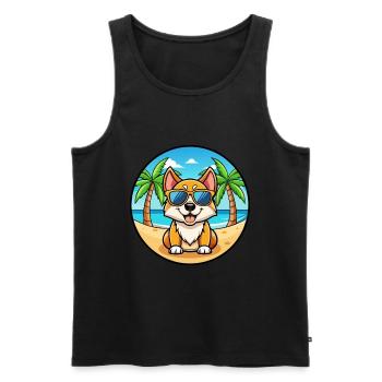 Lunettes de soleil de dessin animé de race de chien de jouet russe plage - Débardeur bio Premium Homme - noir - Devant - Michal (187cm)