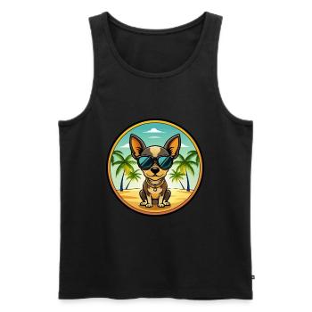 Russian Toy Terrier Dog Breed Cartoon Sunglasses - Men's Premium Organic Tank Top - black - Front - Michal (187cm)