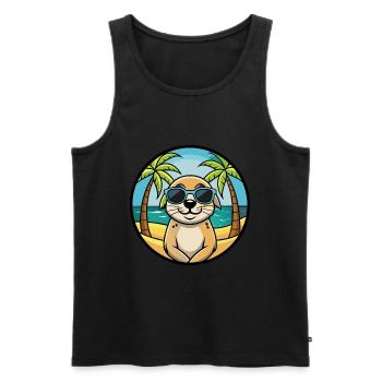 Seskar phoque chien race dessin animé lunettes de soleil plage - Débardeur bio Premium Homme - noir - Devant - Michal (187cm)