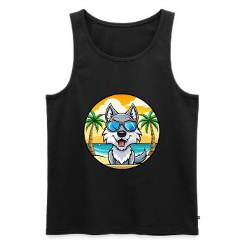 Saarloos Wolfdog Rasse Cartoon Sonnenbrille Strand - Männer Premium Bio Tank Top - Schwarz - Vorne - AI Model Male 178 light (178cm)