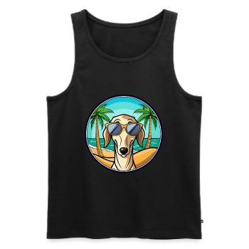 Saluki Chien Race Dessin Animé Lunettes De Soleil Plage - Débardeur bio Premium Homme - noir - Devant - Michal (187cm)