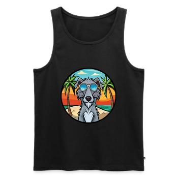 Scottish Deerhound Dog Breed Cartoon Sunglasses - Men's Premium Organic Tank Top - black - Front - AI Model Male 178 light (178cm)