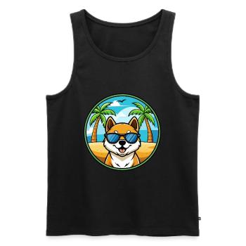 Shikoku Dog Breed Cartoon Sunglasses Beach - Men's Premium Organic Tank Top - black - Front - Michal (187cm)