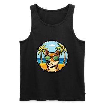Chien de chasse tricolore serbe race de dessin animé plage - Débardeur bio Premium Homme - noir - Devant - Michal (187cm)