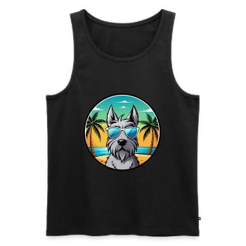 Scottish Terrier Dog Breed Cartoon Sunglass Beach - Men's Premium Organic Tank Top - black - Front - Michal (187cm)