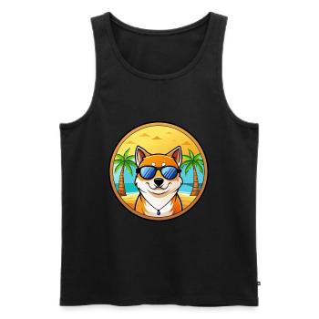 Shih Poo Chien Race Dessin Animé Lunettes De Soleil Plage - Débardeur bio Premium Homme - noir - Devant - AI Model Male 178 light (178cm)