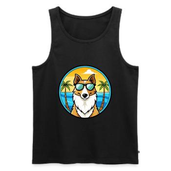 Smooth Collie Dog Breed Cartoon Sunglasses Beach - Men's Premium Organic Tank Top - black - Front - AI Model Male 178 light (178cm)