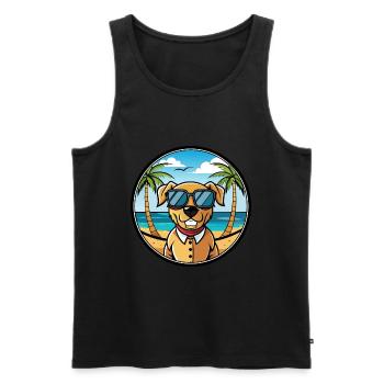 Chien du Sud Race Dessin Animé Lunettes De Soleil Plage - Débardeur bio Premium Homme - noir - Devant - Michal (187cm)