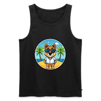 Sporting Lucas Terrier Chien Race Dessin Animé Plage - Débardeur bio Premium Homme - noir - Devant - Michal (187cm)