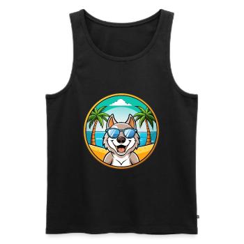 Slovak Cuvac Dog Breed Cartoon Sunglasses Beach - Men's Premium Organic Tank Top - black - Front - Michal (187cm)