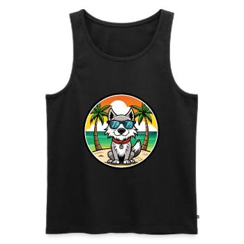 Taigan Kyrgyz Taighany Dog Breed Cartoon Beach - Men's Premium Organic Tank Top - black - Front - Michal (187cm)
