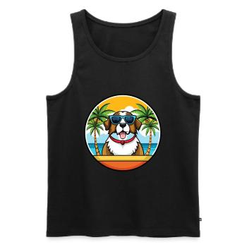 Bernhardiner Hunderasse Cartoon Sonnenbrille Strand - Männer Premium Bio Tank Top - Schwarz - Vorne - Michal (187cm)