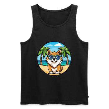 Épagneul tibétain race chien dessin animé lunettes de soleil plage - Débardeur bio Premium Homme - noir - Devant - Michal (187cm)