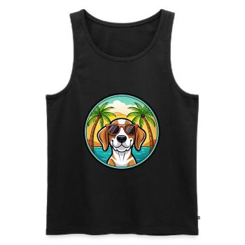 Treeing Walker Coonhound Race Chien Dessin Animé Plage - Débardeur bio Premium Homme - noir - Devant - Michal (187cm)