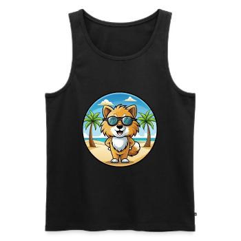 Spielzeug Deutscher Spitz Hund Rasse Cartoon Sonnenbrille Strand - Männer Premium Bio Tank Top - Schwarz - Vorne - Michal (187cm)