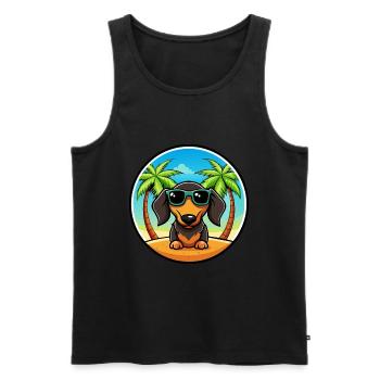 Drahthaardackel Hunderasse Cartoon Sonnenbrille - Männer Premium Bio Tank Top - Schwarz - Vorne - Michal (187cm)