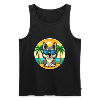 Suédois Vallhund Race Chien Dessin Animé Lunettes De Soleil Plage - Débardeur bio Premium Homme - noir - Devant - Michal (187cm)