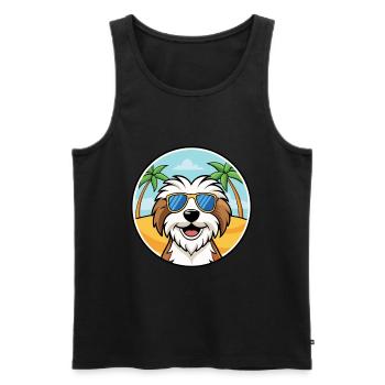 Tibetan Terrier Dog Breed Cartoon Sunglasses Beach - Men's Premium Organic Tank Top - black - Front - Michal (187cm)