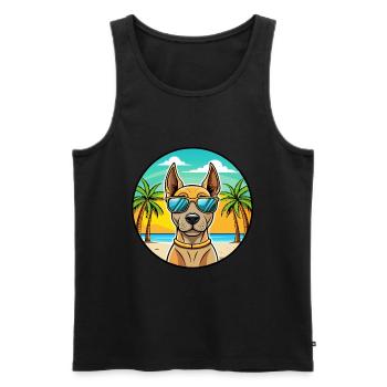 Thai Ridgeback Hund Rasse Cartoon Sonnenbrille Strand - Männer Premium Bio Tank Top - Schwarz - Vorne - AI Model Male 178 light (178cm)