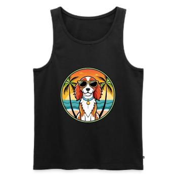 Welsh Springer Spaniel Chien Race Cartoon Beach - Débardeur bio Premium Homme - noir - Devant - Michal (187cm)