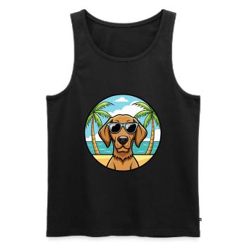 Vizsla à poil dur race de chien dessin animé lunettes de soleil plage - Débardeur bio Premium Homme - noir - Devant - Michal (187cm)