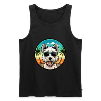 West Highland Terrier Dog Breed Cartoon Sunglasses - Men's Premium Organic Tank Top - black - Front - Michal (187cm)