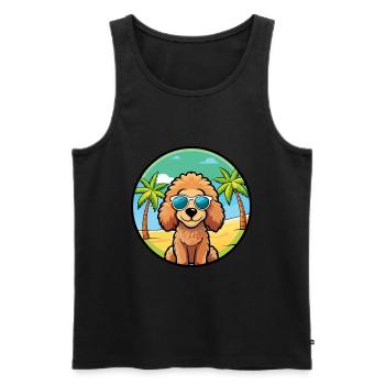 Caniche Jouet Chien Race Dessin Animé Lunettes De Soleil Plage - Débardeur bio Premium Homme - noir - Devant - Michal (187cm)