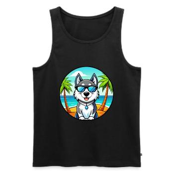 Alaskan Husky Dog Breed Cartoon Sunglasses Beach - Men's Premium Organic Tank Top - black - Front - AI Model Male 178 light (178cm)