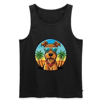 Airedale Terrier Chien Race Dessin Animé Lunettes De Soleil Plage - Débardeur bio Premium Homme - noir - Devant - Michal (187cm)