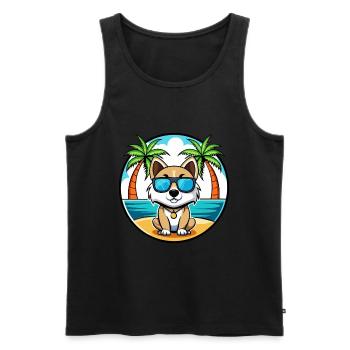 Akbash Hunderasse Cartoon Sonnenbrille Strand - Männer Premium Bio Tank Top - Schwarz - Vorne - AI Model Male 178 light (178cm)