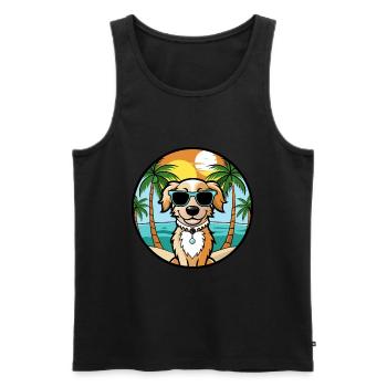 Alpine Spaniel Dog Breed Cartoon Sunglasses Beach - Men's Premium Organic Tank Top - black - Front - Michal (187cm)