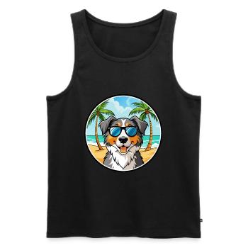 Lunettes de soleil de race de chien de berger australien - Débardeur bio Premium Homme - noir - Devant - Michal (187cm)