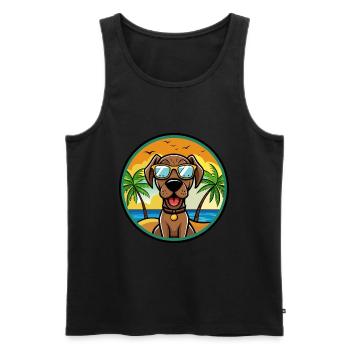 Bavarian Mountain Hound Dog Breed Cartoon Beach - Men's Premium Organic Tank Top - black - Front - Michal (187cm)