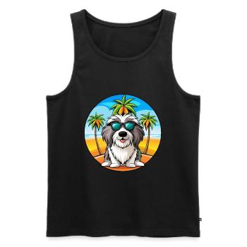 Bearded Collie Chien Race Dessin Animé Lunettes de Soleil Plage - Débardeur bio Premium Homme - noir - Devant - Michal (187cm)