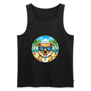 Aidi Chien Race Dessin Animé Lunettes De Soleil Plage - Débardeur bio Premium Homme - noir - Devant - Michal (187cm)