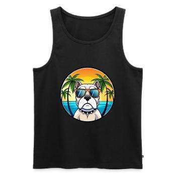 Bouledogue américain race dessin animé lunettes de soleil plage - Débardeur bio Premium Homme - noir - Devant - Michal (187cm)
