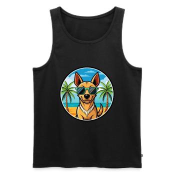 Andalusischer Windhund Rasse Cartoon Sonnenbrille Strand - Männer Premium Bio Tank Top - Schwarz - Vorne - Michal (187cm)
