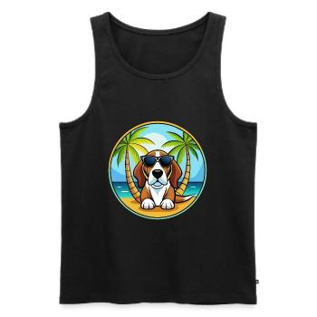 Basset Artesien Normand Dog Breed Cartoon Beach - Men's Premium Organic Tank Top - black - Front - Michal (187cm)
