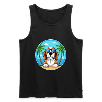 Basset Bleu De Gascogne Dog Breed Cartoon Beach - Men's Premium Organic Tank Top - black - Front - Michal (187cm)