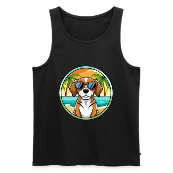 Beagle Harrier Hunderasse Cartoon Sonnenbrille Strand - Männer Premium Bio Tank Top - Schwarz - Vorne - AI Model Male 178 light (178cm)