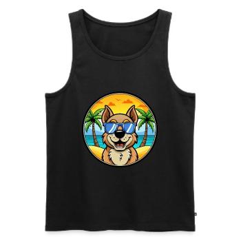 Berger De Beauce Hunderasse Cartoon Sonnenbrille Strand - Männer Premium Bio Tank Top - Schwarz - Vorne - AI Model Male 178 light (178cm)