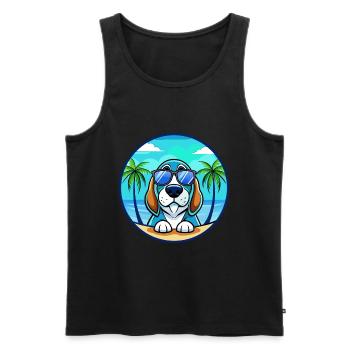 Blue Gascony Basset Dog Breed Cartoon Sunglasses - Men's Premium Organic Tank Top - black - Front - Michal (187cm)