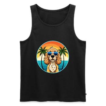 American Cocker Spaniel Hunderasse Cartoon Beach - Männer Premium Bio Tank Top - Schwarz - Vorne - Michal (187cm)